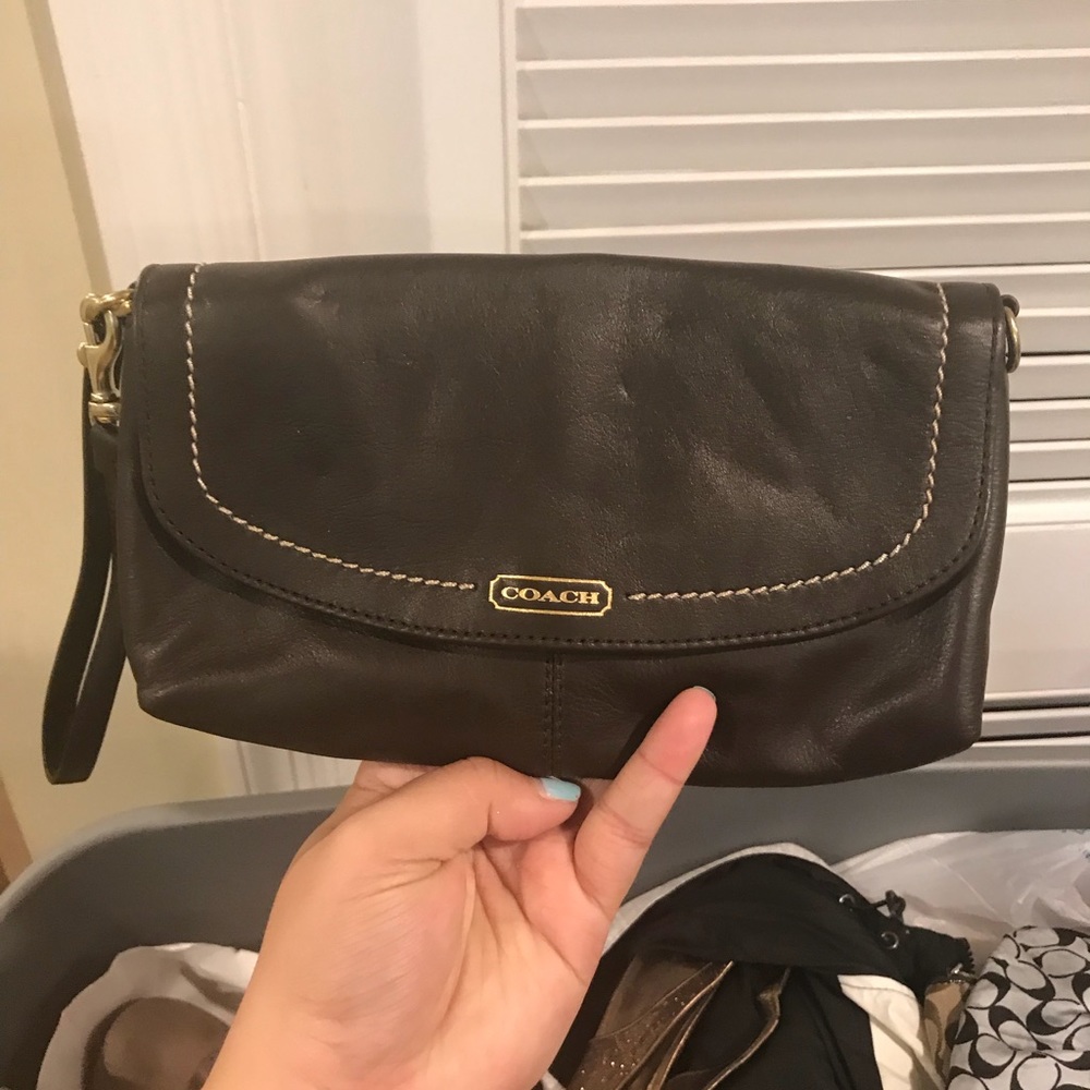 Leather Coach wristlet